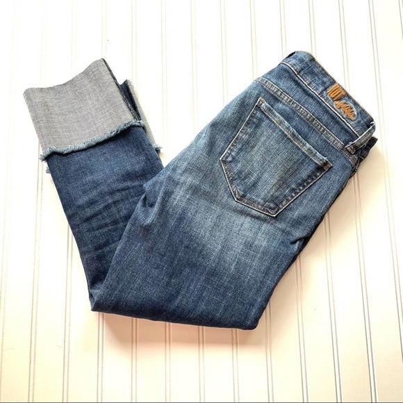 Kut From The Kloth Fray Cuff Cropped Jean Dark Blue Size 4 Catherine Boyfriend - Picture 7 of 9